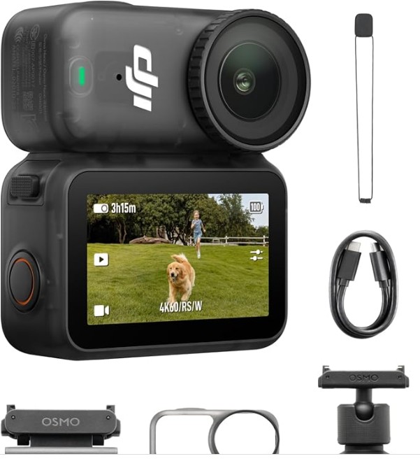DJI Osmo Nano Standard Combo (64GB), 4K Wearable Camera, 1/1.3″ Sensor | 1/1.3″ Sensor | 4K/60fps & 143° Wide FOV | 200-Min Battery | Swift Content Transfer | Magnetic Wearable Design